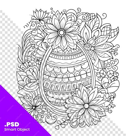 premium psd easter egg coloring page black and white vector illustration for coloring book