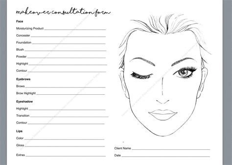 Makeup Consultation Form Makeover Form Makeup Artist Etsy New Zealand