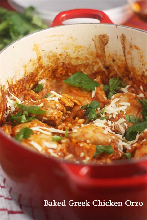 Think of orzo as pasta disguising itself as rice! One pot baked Greek chicken orzo - Scrummy Lane