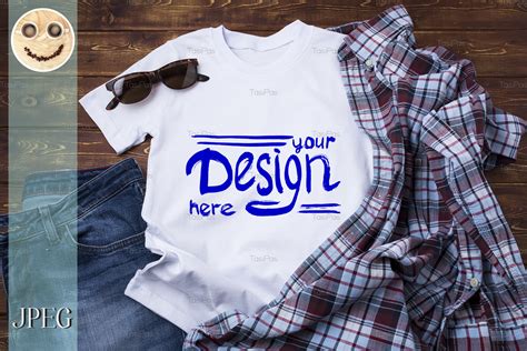 Mens T Shirt Mockup With Checkered Shirt Graphic By Tasipas