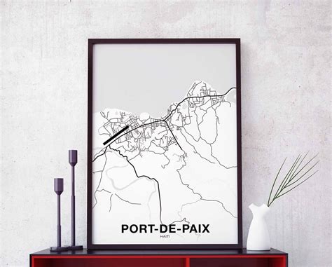Port De Paix Haiti Map Poster Hometown City Print Modern Home Etsy