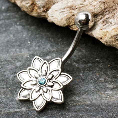 316l Stainless Steel Lotus Flower Navel Ring Navel Rings Body Jewelry Belly Rings