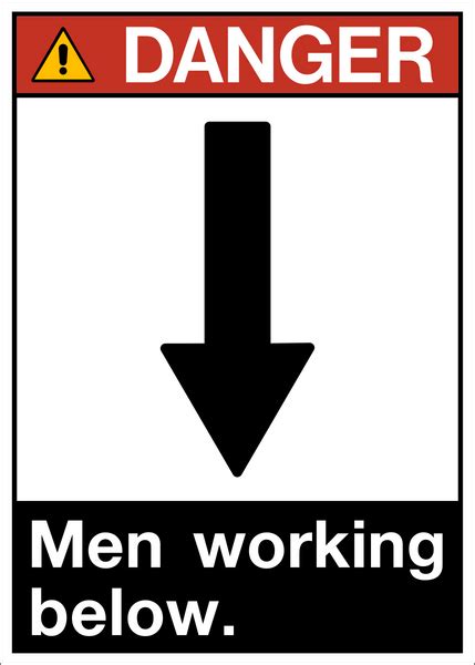 danger men working below western safety sign