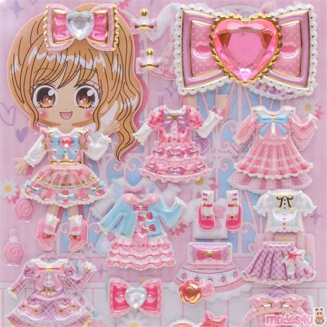 Dress Up Puffy Stickers Pink Cute Clothes Gem Embellishment By Kamio