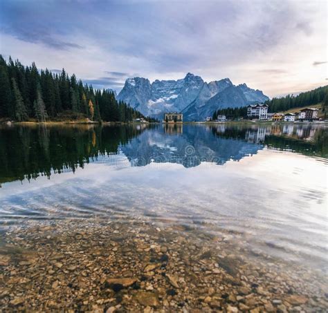 Misurina Lake In Dolomites Italy Stock Photo Image Of Forest