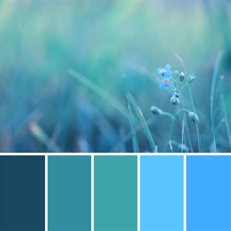 Color Palette Swatches Of Abstract Blurred Shapes Of Turquoise And Dark