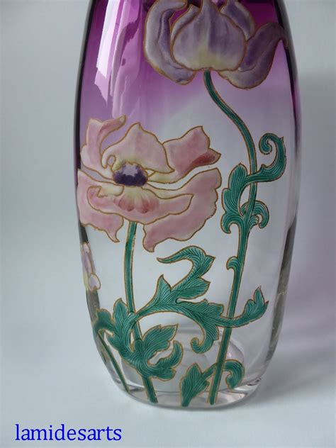 Vase Verre Emaille Legras Montjoye Art Nouveau 1900 Pavots