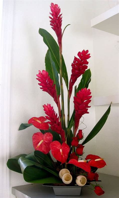 Awesome Red Ginger And Anthuriums Tropical Flowers Arrangements Beautiful  Modern Flower