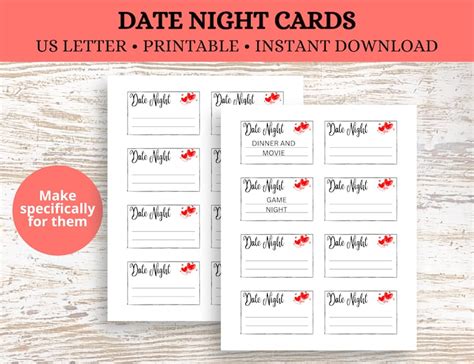 Date Night Cards Printable Etsy
