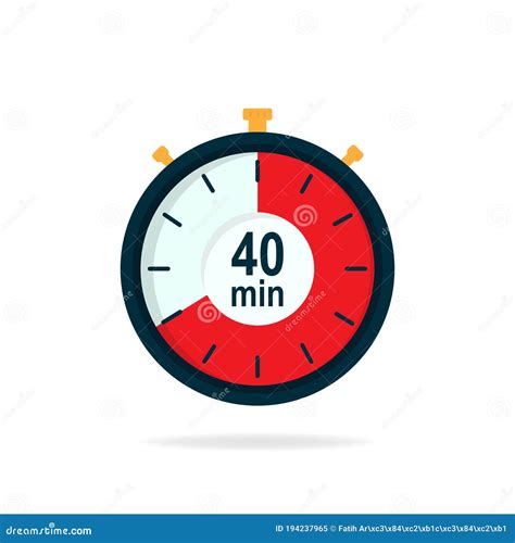 40 Minutes Timer Stopwatch Symbol In Flat Style Editable Isolated