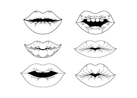 Lips Black And White Illustrations Collection Isolated On White Background 9840069 Vector Art At