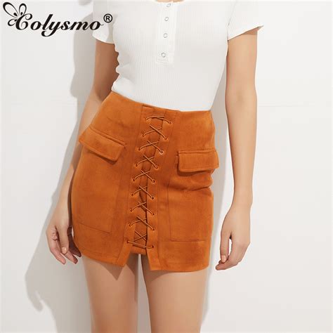 high waist pencil skirt winter external pocket faux leather best price ⋆ high
