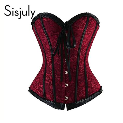 Sisjuly Women Corset Vintage Lace Up Corsets Bustiers Ties Sexy Print