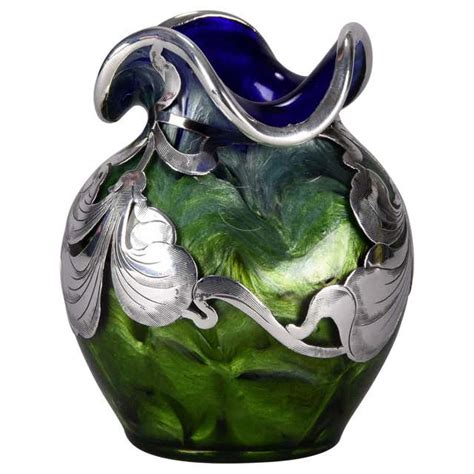 Austrian Glass Titania Silvered Art Nouveau Vase By Johann Loetz For