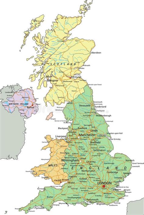 Regno Unito Mappa Politica Altamente Dettagliata E Modificabile A