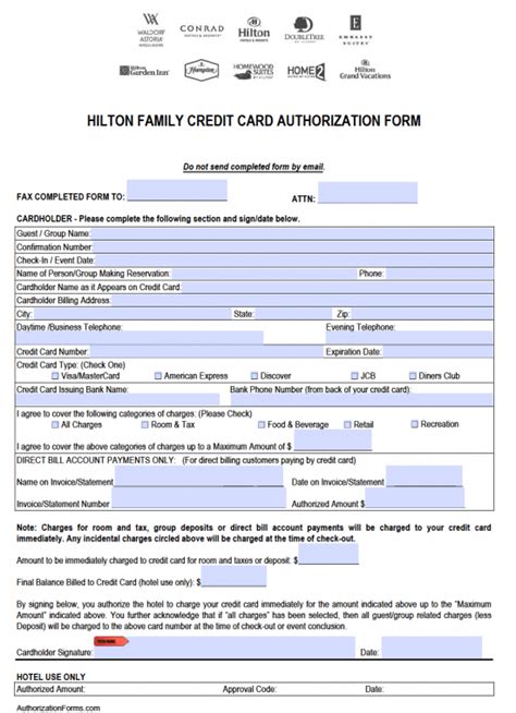 Check spelling or type a new query. Free Hilton Credit Card Authorization Form - PDF