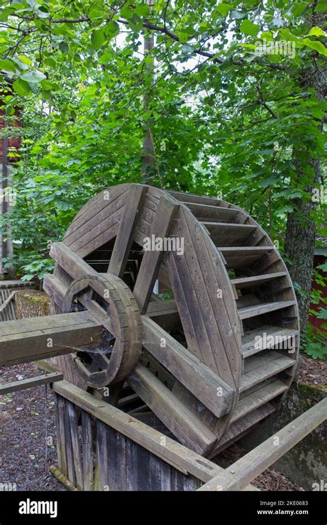 Old Wooden Water Mill Wheel In Summer Stock Photo Alamy
