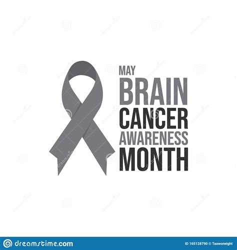 Grey Ribbon Brain Cancer Awareness Month Poster Vector Image Stock