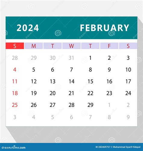 February 2024 Template Calendar 2024 Design Vector Planner Layout