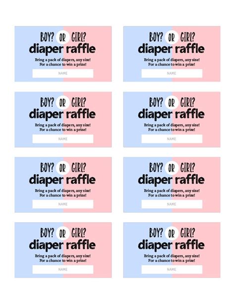 Diaper Raffle Tickets Gender Reveal Boy Or Girl Instant Etsy