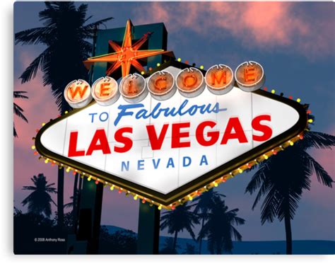 Fabulous Las Vegas Sign Night Version Retro Neon Canvas Prints By