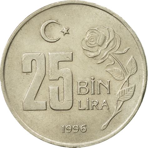 467325 Turquie 25000 Lira 25 Bin Lira 1996 TTB Copper Nickel Zinc
