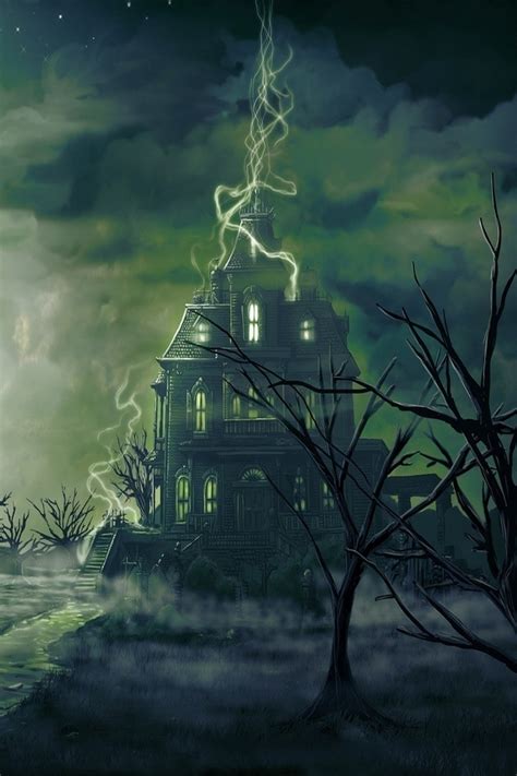 Fantasy House With Lightning Iphone 4 Wallpapers Free 640x960 Hd Iphone