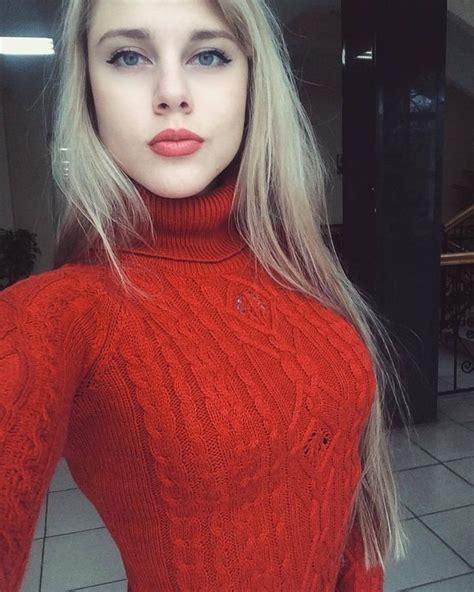 Pin By Pilli Paulinio On Clothing Red Sweaters Ladies Turtleneck