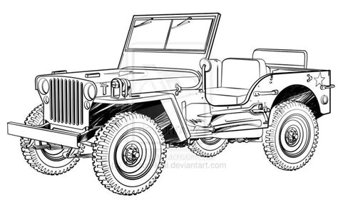 Willys Military Jeep Drawings Sketch Coloring Page