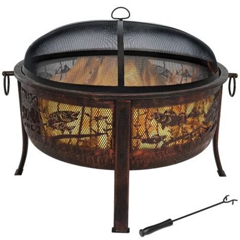 Sunnydaze 30 In Northwoods Fishing Steel Fire Pit With Spark Screen 25