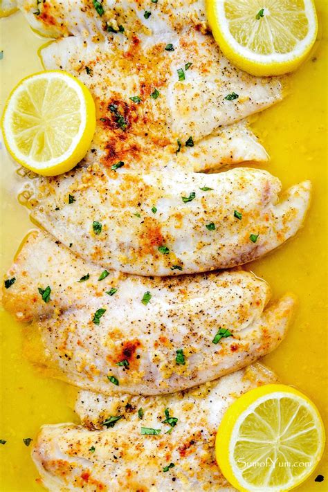 Baked Tilapia With Garlic Lemon Butter Sum Of Yum