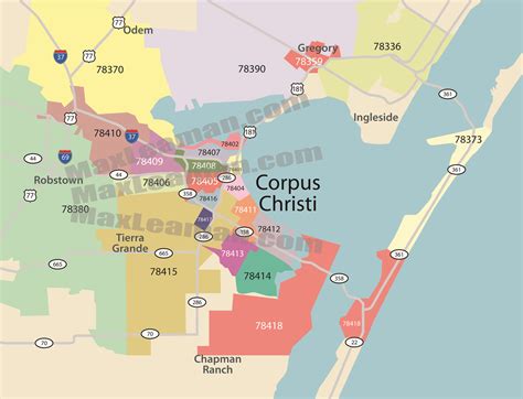 Corpus Christi Zip Code Map Zipcode Map Corpus Christi Texas