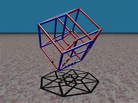 3d 4 Dimensional Tesseract Hypercube Model B Tjt46 Geometry Art