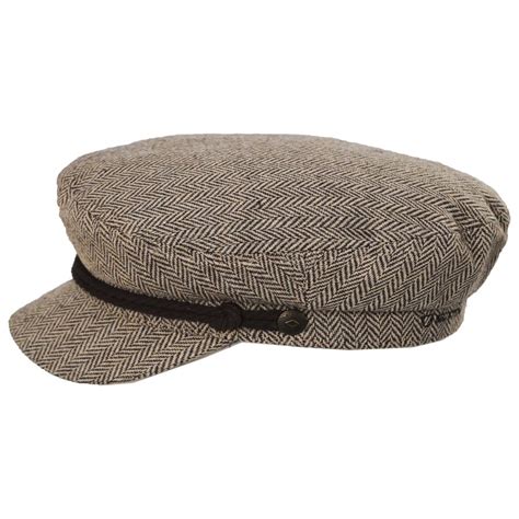Brixton Hats Herringbone Wool Blend Fiddler Cap Browntan Greek