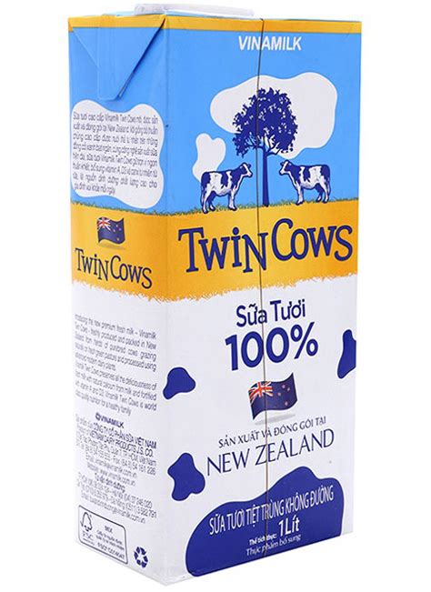 Sữa Tươi Tiệt Trùng Không Đường Vinamilk Twin Cows Hộp 1 Lít