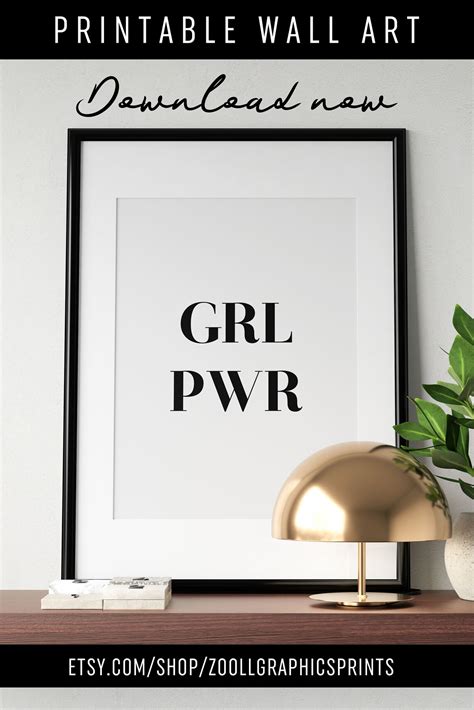 Grl Pwr Printable Wall Art Girl Power Poster Feminist Etsy