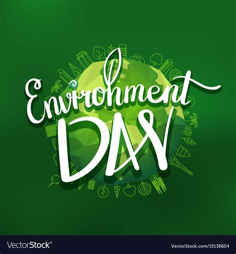 World Environment Day Hand Lettering Design Vector Image