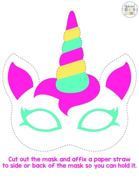 Unicorn Mask Printable For Coloring Paper Craft By Happy Paper Time