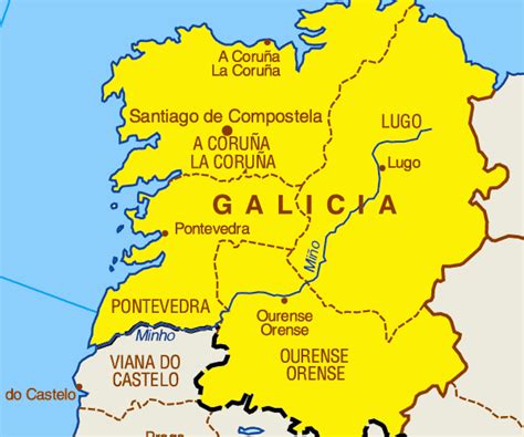 A coruña, vigo, santiago, ferrol, lugo, ourense, pontevedra, carballo, a. Over Galicië: ligging in Spanje, inwoners en steden ...