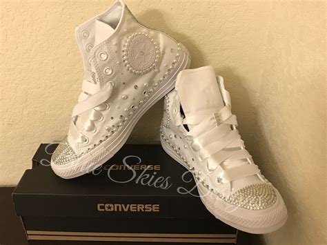 Rhinestone And Pearl Blinged Out High Top Converse Diamonds And Pearls