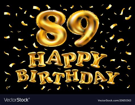 happy birthday 89th celebration gold balloons vector image