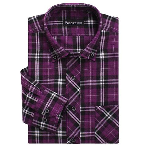 boze men s brushed buckle collar borken plaid shirt 37 99 purple plaid shirt flannel