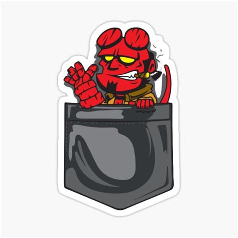 Hellboy Pocket Sticker By Ayapro Redbubble