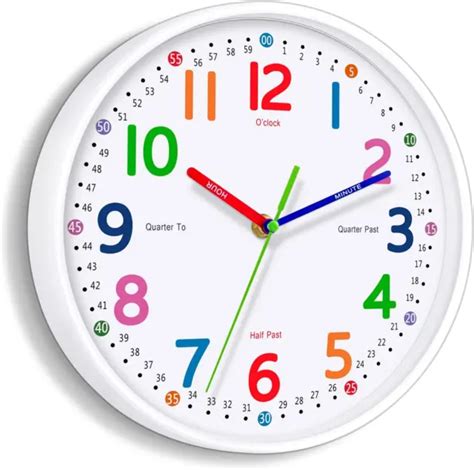 Kids Wall Clock Telling Time Teaching Wall Clocks Silent Non Ticking
