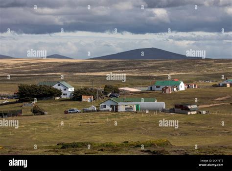 Pebble Island Settlement Falklands Stock Photo Alamy