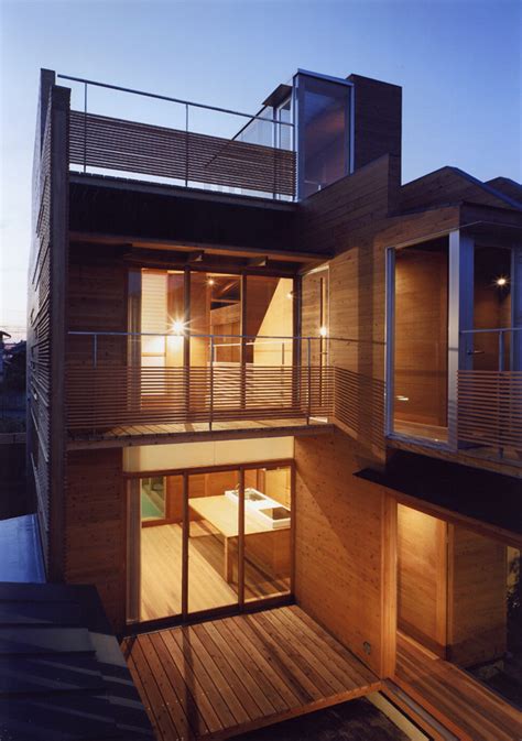 Japanese Wooden Houses Courtyard Multi Level Decks And A Loft