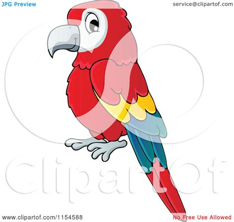 Cartoon Of A Red Parrot Royalty Free Vector Clipart By Visekart 1154588