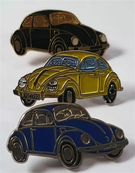 Vintage Classic Vw Beetle Enamel Pin Badges X 3 Classic Car Badge