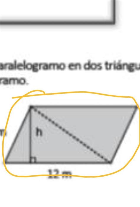 divide el siguiente paralelogramo en dos triángulos iguales a partir del área de los triángulos