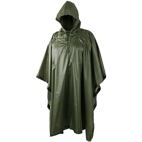 Waterproof Military Hooded Ripstop Poncho Army Hiking Festival Helikon